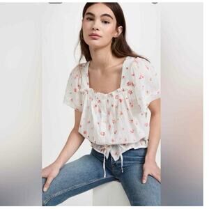 Trovata Birds of Paradise Lorita Azalea Embroidery Blouse S./S Floral Size Small